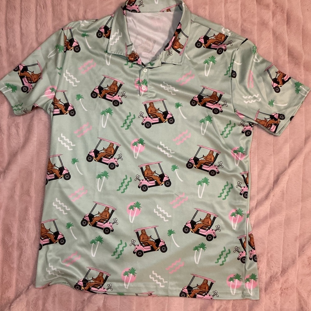 Golf Cart Print Polo Shirt